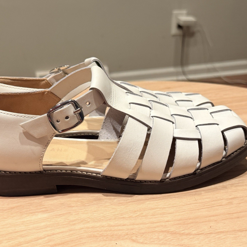 Everlane Womens WHITE Leather Adjustable Fisherman Sandals Shoe Size 8 - Picture 3 of 11